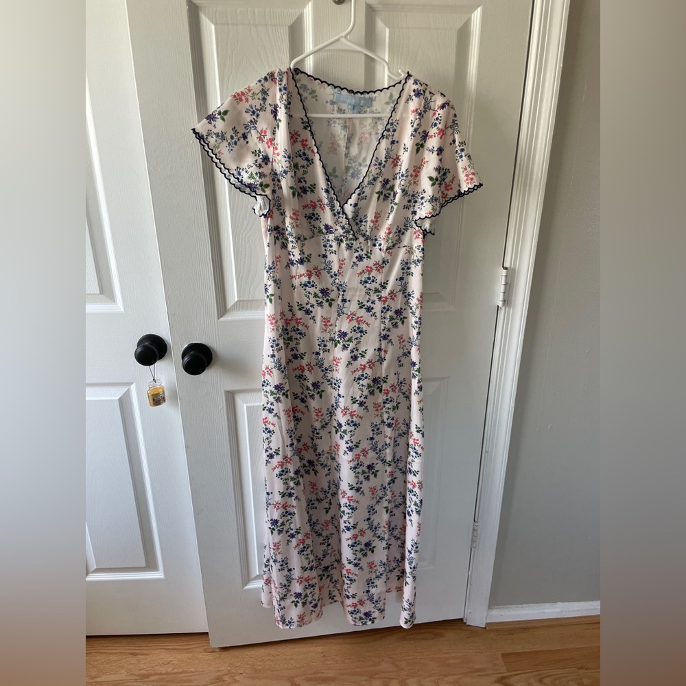 The Brie Dress - Scallop Bow Chintz Pink Floral Maxi Dress - Picture 2 of 5